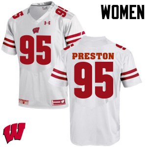 Women's Wisconsin Badgers NCAA #95 Keldric Preston White Authentic Under Armour Stitched College Football Jersey QC31E48MG